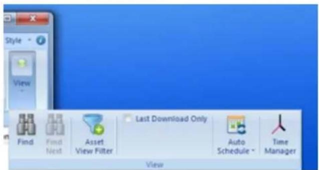 Style View Find Find Next Asset View Filter Last Download Only Auto Schedule Time Manager View