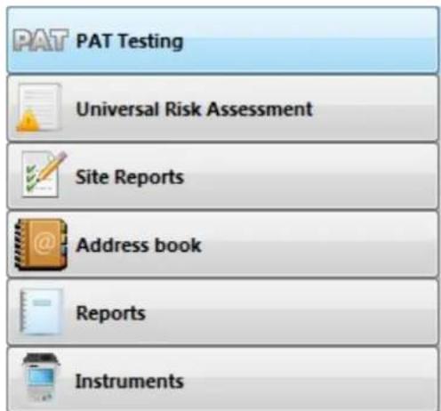 PAT PAT Testing Universal Risk Assessment Site Reports Address book Reports Instruments