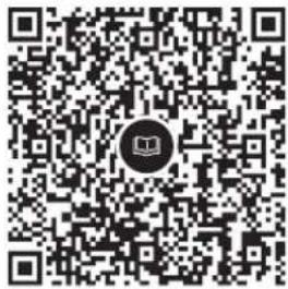 QR code with a central circular logo containing an open book symbol