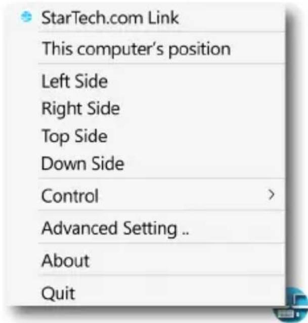 StarTech.com Link This computer's position Left Side Right Side Top Side Down Side Control > Advanced Setting .. About Quit