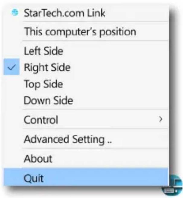 StarTech.com Link This computer's position Left Side Right Side Top Side Down Side Control Advanced Setting .. About Quit
