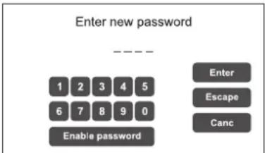 Enter new password ---- 1 2 3 4 5 6 7 8 9 0 Enable password Enter Escape Canc