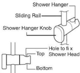 Shower Hanger Sliding Rail Shower Hanger Knob Top Bottom Hole to fix x Shower Head