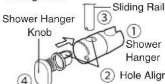 Shower Hanger Knob ④ ③ Sliding Rail ① Shower Hanger ② Hole Align