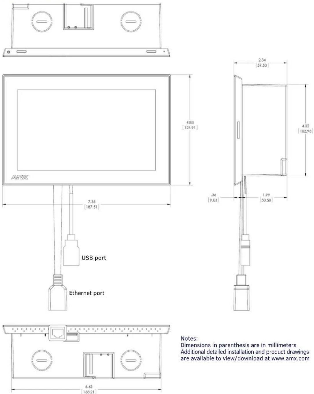 AMX MD-702 - Installation Dimensions - 2