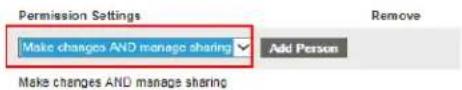 Permission Settings Make changes AND manage sharing Add Person Make changes AND manage sharing