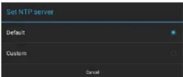 Set NTP server Default Custom Cancel