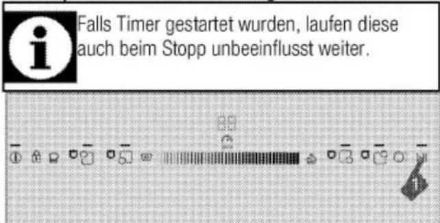 Falls Timer gestartet wurden, laufen diese auch beim Stopp unbeeinflusst weiter.