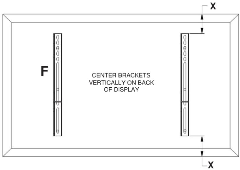 CENTER BRACKETS VERTICALLY ON BACK OF DISPLAY