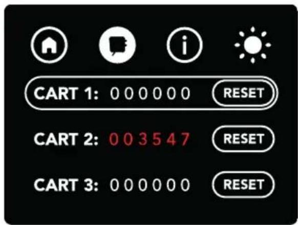 CART 1: 000000 RESET CART 2: 003547 RESET CART 3: 000000 RESET
