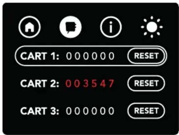 CART 1: 000000 RESET CART 2: 003547 RESET CART 3: 000000 RESET