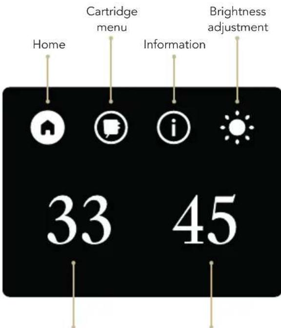Home Cartridge menu Information Brightness adjustment 33 45