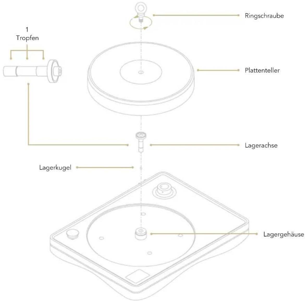 1 Tropfen Ringschraube Plattenteller Lagerachse Lagerkugel Lagergehäuse