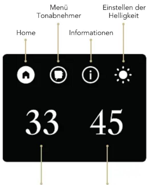 Menü Tonabnehmer Home Informationen Einstellen der Helligkeit 33 45