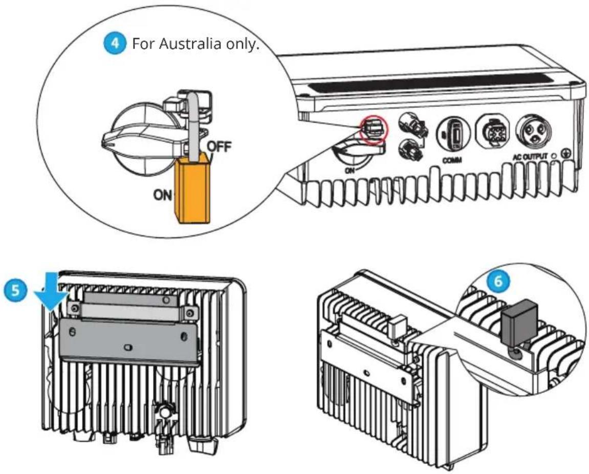 4 For Australia only. OFF ON ON COMM AC OUTPUT 5 6