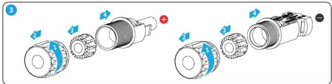Technical diagram showing exploded view of a mechanical component with numbered parts and directional arrows indicating assembly steps.