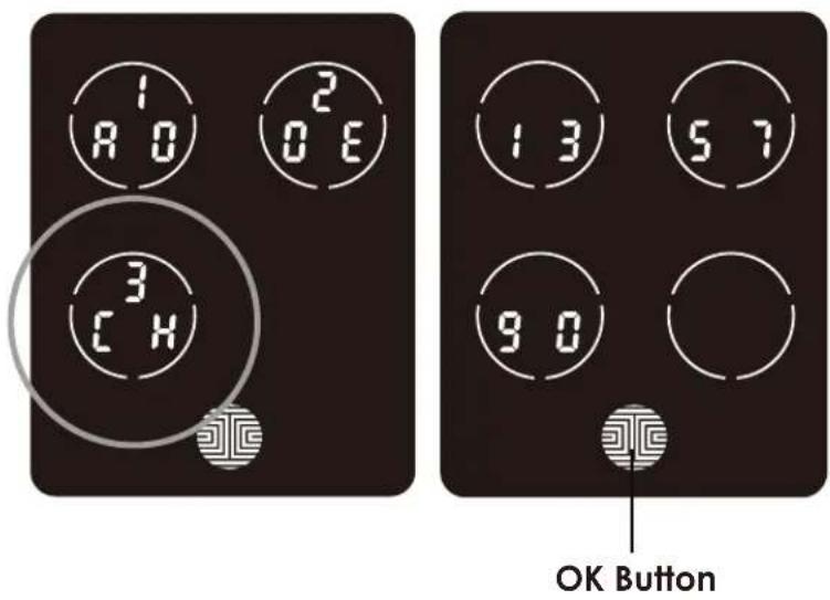 1 A 0 2 0 E 3 C H 1 3 5 7 9 0 OK Button