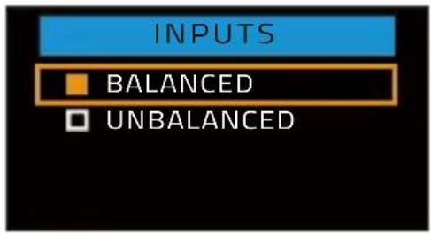 INPUTS BALANCED UNBALANCED