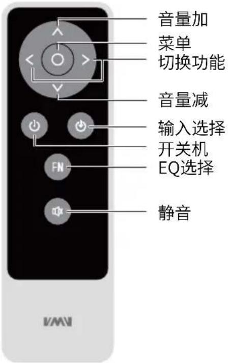 音量加 菜单 切换功能 音量减 输入选择 开关机 EQ选择 静音