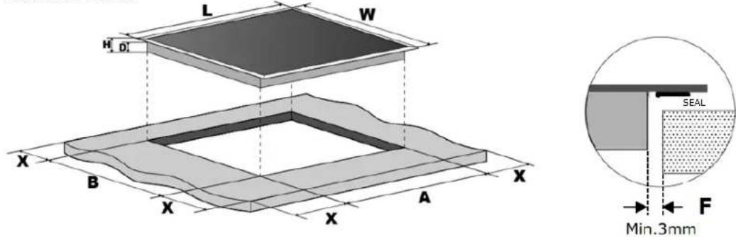 L W H D1 X B X A X SEAL Min.3mm F