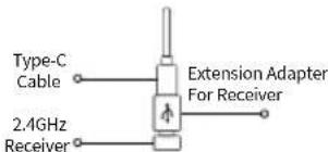 Type-C Cable Extension Adapter For Receiver 2.4GHz Receiver