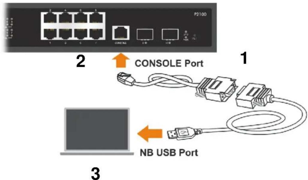 P2100 1 2 3 4 5 6 7 CONSOLE CONSOLE Port 1 NB USB Port 2 3