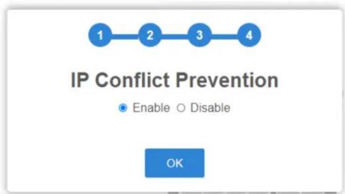 IP Conflict Prevention Enable ○ Disable OK
