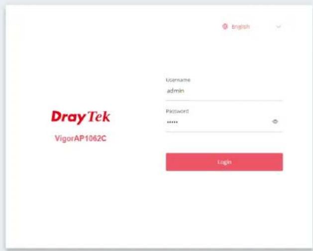 English DrayTek VigorAP1062C Username admin Password ...... Login