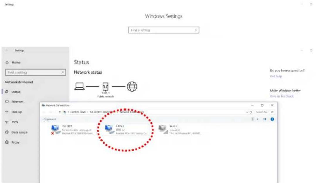 Settings Windows Settings Find a setting Settings Home Find a setting Network & Internet Status Ethernet Dial-up VPN Data usage Proxy Status Network status 1.135-1 Public network Do you have a question? Get help Make Windows better Give us feedback Network Connections Control Panel > All Control Panel > Network Connection Organise 2nd Red Network cable-uplogged Routers RTL170/WD To Font... 2.135-1 WBS 32 Routes PCe USB Family Co... Wi-Fi 2 Crubind TP-Link Wireless MJ-MWC...