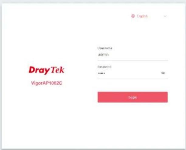 English Username admin Password ...... Login DrayTek VigorAP1062C