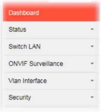 Dashboard Status Switch LAN ONVIF Surveillance Vlan Interface Security