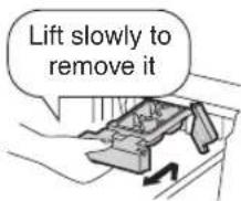 Lift slowly to remove it