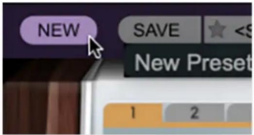NEW SAVE <$ New Preset 1 2