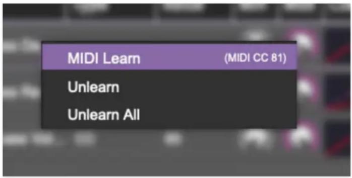 MIDI Learn (MIDI CC 81) Unlearn Unlearn All