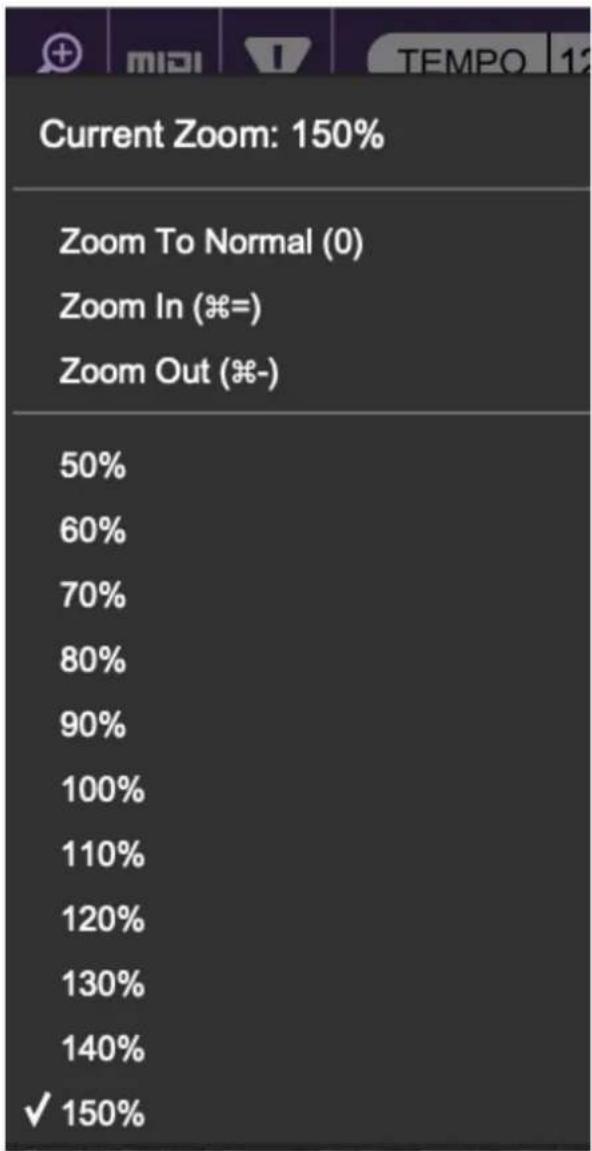 Current Zoom: 150% Zoom To Normal (0) Zoom In (%=) Zoom Out (%-) 50% 60% 70% 80% 90% 100% 110% 120% 130% 140% ✓ 150%