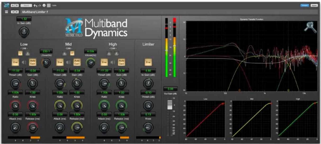 Multiband Limiter 1 1.32 In Gain (dB) Multiband METRICHALO Multiband Dynamics Low - Link - 230.1 Lxoven(hz) Mid - Link - 4.00k InGain(hz) High - Link - 4.80 In Gain (dB) Limiter Ena Auto Gain Ena Auto Gain Ena Auto Gain -11.00 Thresh (dB) Gain (dB) -5.04 Thresh (dB) Gain (dB) -11.00 Thresh (dB) Gain (dB) -5.04 Thresh (dB) Gain (dB) -11.00 Thresh (dB) Gain (dB) -3.36 Thresh (dB) Gain (dB) -11.00 Thresh (dB) Gain (dB) -3.36 -11.00 Thresh (dB) Gain (dB) -1.00k Ratio Knee 0.00 Attack (ms) Release (ms) 1.50k Attack (ms) Release (ms) 1.50k Attack (ms) Release (ms) 0.00 Attack (ms) Release (ms) 0.00 Attack (ms) Release (ms) 0.10 Knee 0.00 Out Gain (dB) 15 8 16 26 36 46 56 66 76 80 80 80 80 80 80 80 80 80 80 80 80 80 80 80 80 80 80 80 80 80 80 80 80 80 80 80 80 80 80 80
