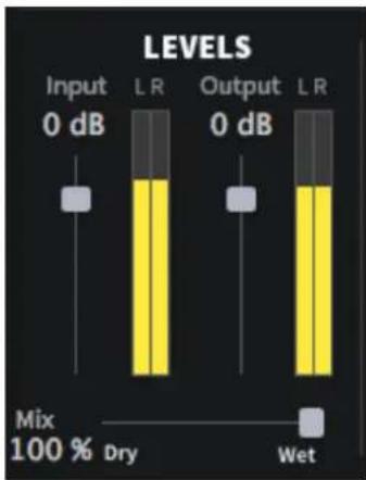 LEVELS Input L R Output L R 0 dB 0 dB Mix 100 % Dry Wet