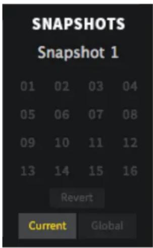 SNAPSHOTS Snapshot 1 01 02 03 04 05 06 07 08 09 10 11 12 13 14 15 16 Revert Current Global