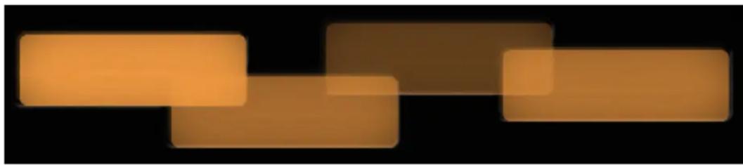 Three rectangular blocks with gradient orange-yellow tones on a black background (no text or symbols)