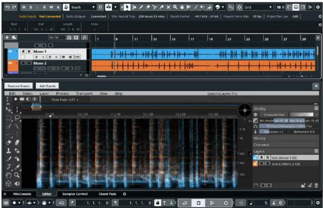Audio Inputs Not Connected Audio Outputs Connected Max. Record Time 236 hours 53 mins Record Format 44.1 kHz - 24 bit Project Frame Rate 30 fps Project Pan Law -3dB Start End Length Mute 1. 1. 1. 0 150 4. 1. 42 148 3. 0. 42 56 / 56 7 9 11 13 15 17 19 21 23 25 27 29 Mono 1 Mono 2 Remove Events Add Ev…