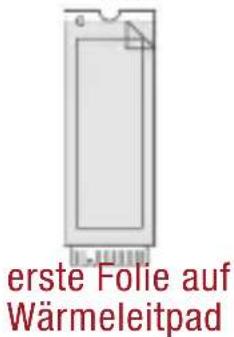 erste Folie auf Wärmeleitpad