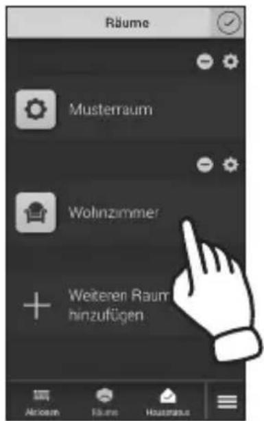 Räume Musterraum Wohnzimmer + Weiteren Raum hinzufügen