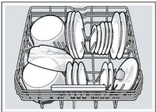 Line drawing of a basket filled with various kitchen utensils (no text or symbols).