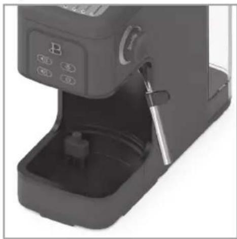 Close-up of a black electronic device with a handle and control panel, no visible text or symbols