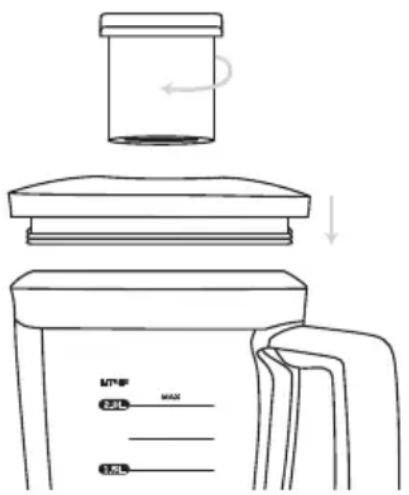 Technical diagram showing a mechanical assembly with labeled parts and directional arrows indicating motion or movement.