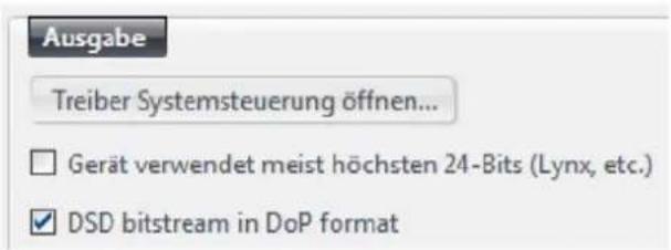 Ausgabe Treiber Systemsteuerung öffnen... Gerät verwendet meist höchsten 24-Bits (Lynx, etc.) DSD bitstream in DoP format