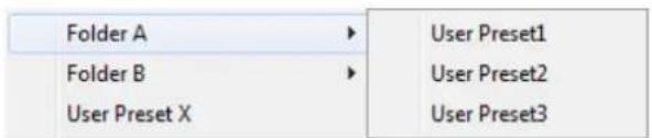 Folder A Folder B User Preset X User Preset1 User Preset2 User Preset3