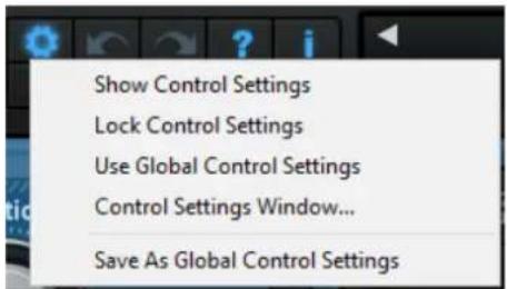 Show Control Settings Lock Control Settings Use Global Control Settings Control Settings Window... Save As Global Control Settings