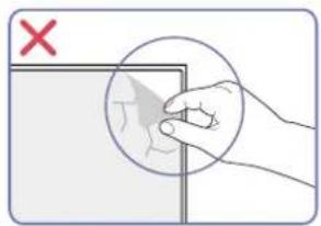 Diagram showing a hand holding a cracked surface with a red 'X' symbol, indicating incorrect or invalid conditions.