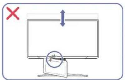 Diagram showing a computer monitor with an arrow and a magnified circular icon, marked with a red X and downward arrow.